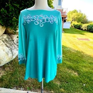Bob Mackie Knit Embroidered Top